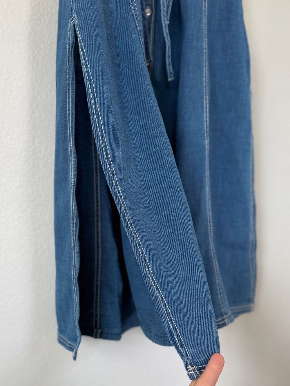 ANTHROPOLOGIE NWT XS Pilcro 100% Cotton Denim Blouse Longline Lightweight Top - Picture 5 of 14